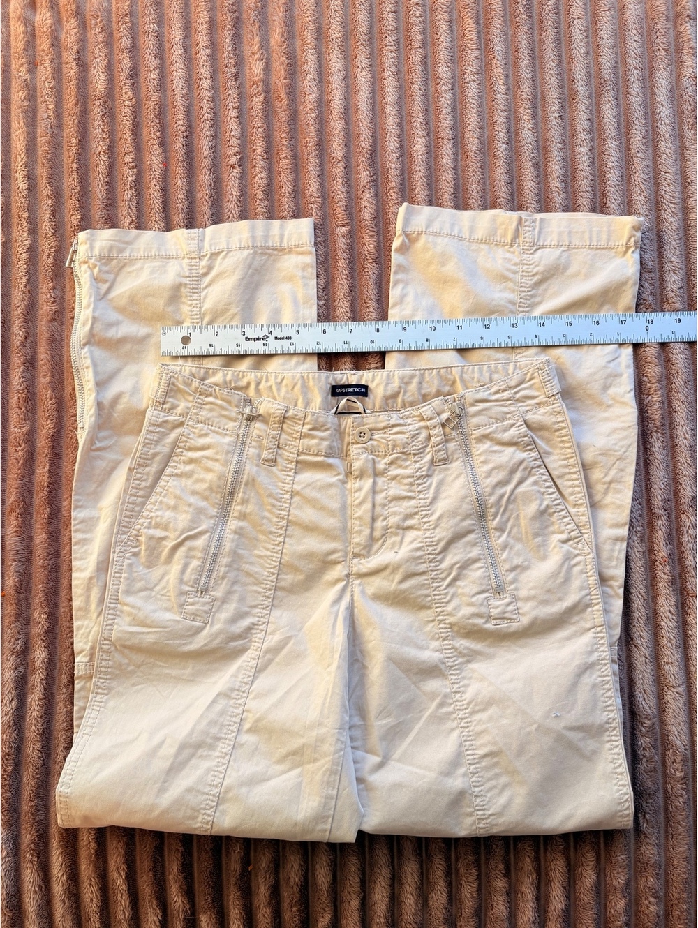 Y2K Scene Gap Stretch Beige Casual Pants Wide Legs #12